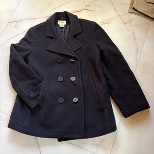 L.L.Bean Navy Lambswool Pea Coat
